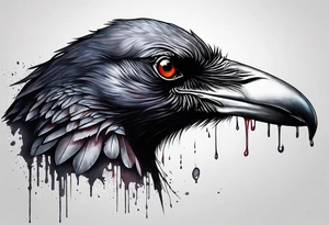 crow bleeding from eyes tattoo idea