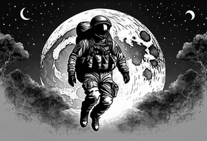Parachutist in front of a full moon. The moon looks like a skull tattoo idea