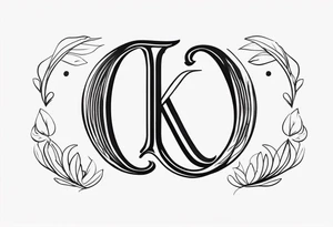 Clean, thin lines forming a monogram. The "K" and 3 tattoo idea