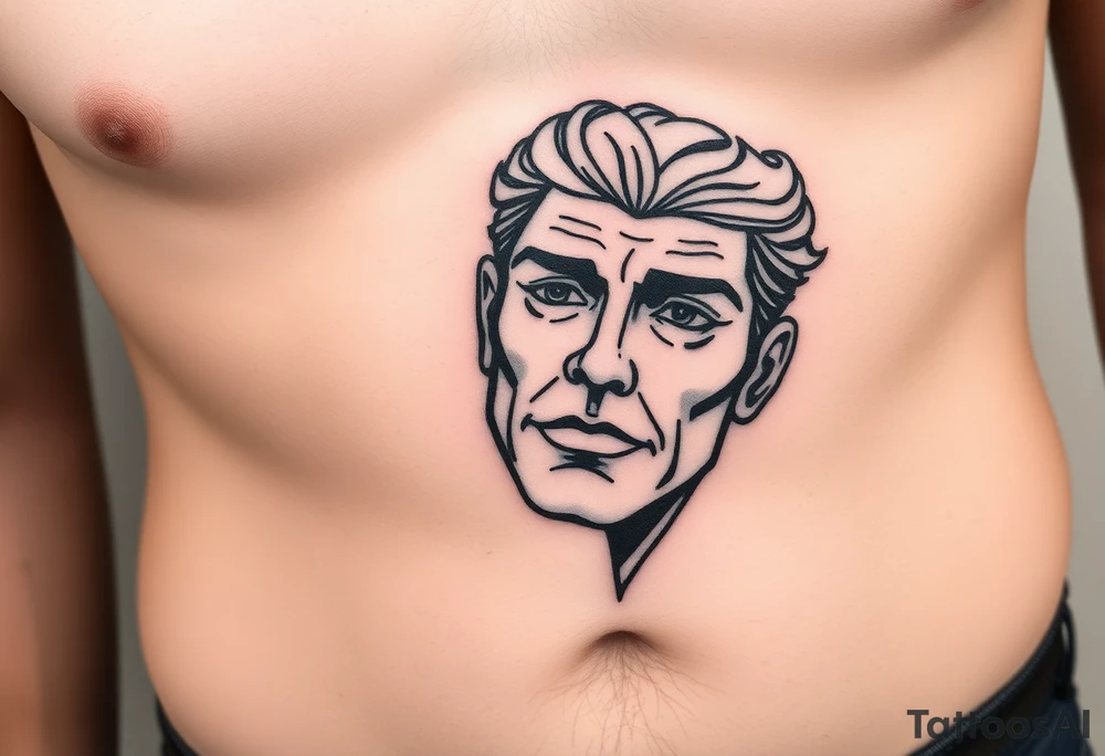 Face on stomach tattoo idea
