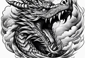 Dragon flames tornado clouds tattoo idea