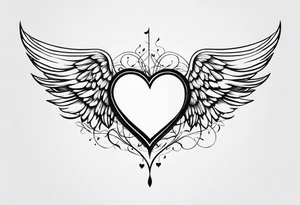 heart, wings, music tattoo idea