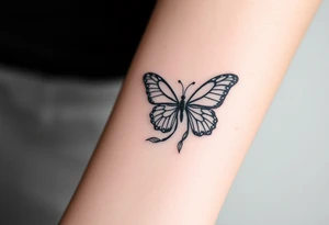 ethereal butterfly with flowing silk ribbons in moonlight tattoo idea