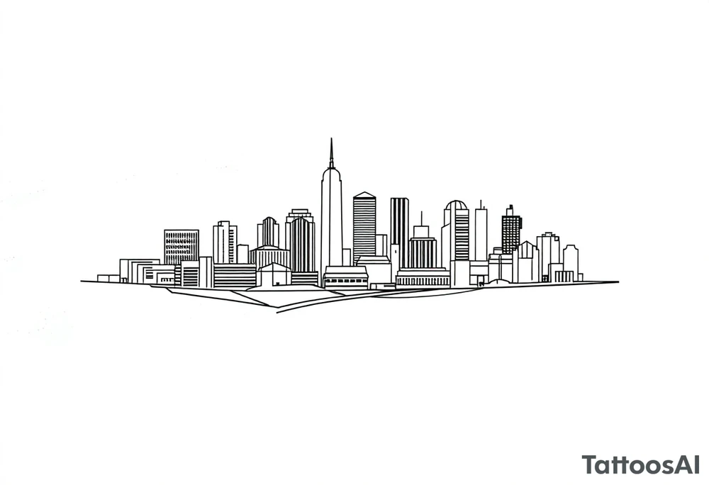 abstract, line drawing of the downtown phoenix az skyline tattoo idea
