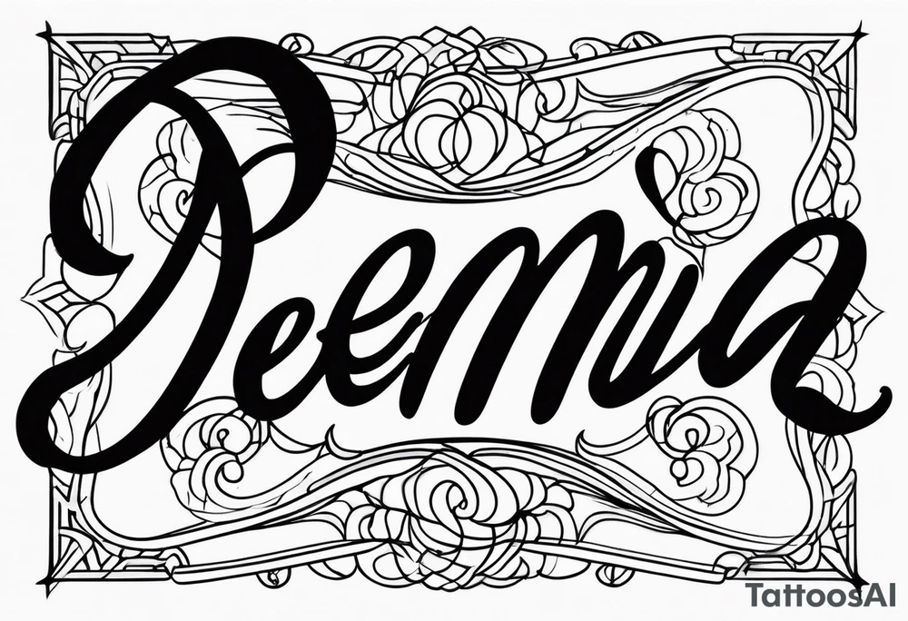 the name “Dena” in cursive, no art, just fine line tattoo idea