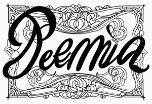 the name “Dena” in cursive, no art, just fine line tattoo idea