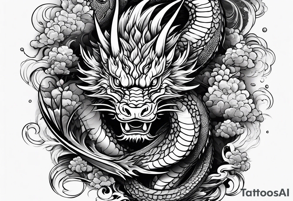 give me an asian gangster style tattoo with a dragon for the back tattoo idea