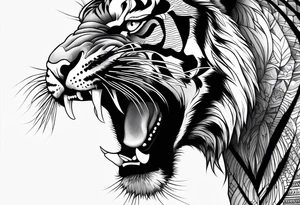 hungry tiger side profile tattoo idea