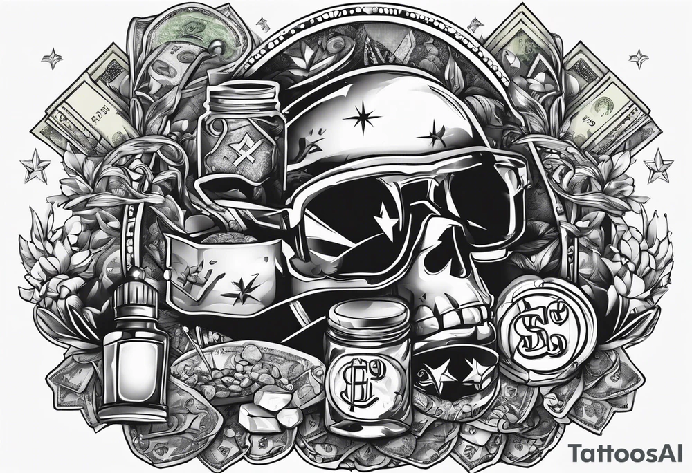 Money 253 drugs streetlife tattoo idea