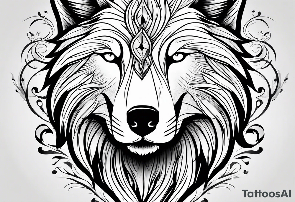 white
 wolf tattoo idea