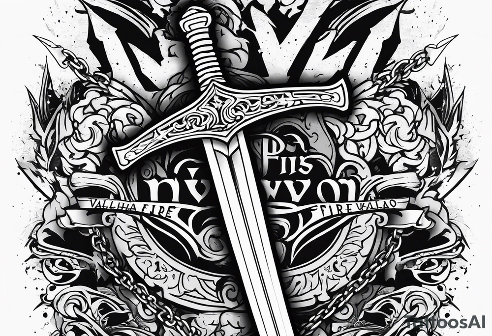 Valhalla fire sword chains mom tattoo idea
