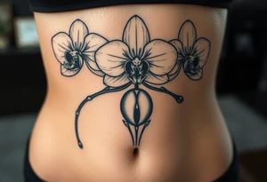 3 Orchid realistic with a mix with vagina tattoo idea