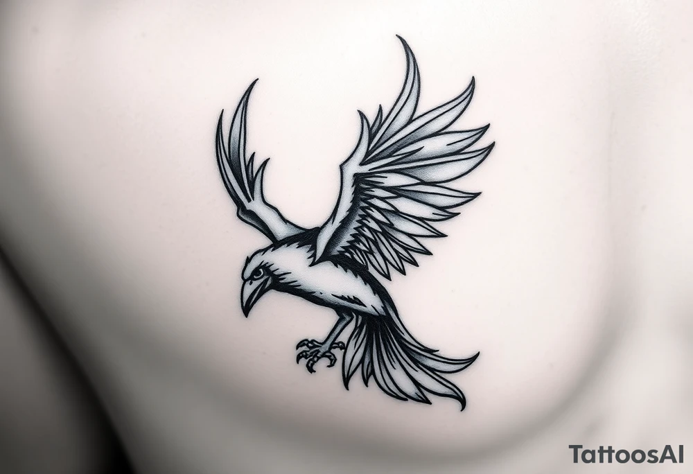 Demonic bird  on inner forearm tattoo idea