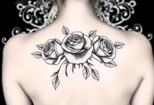Roses with filigree background tattoo idea