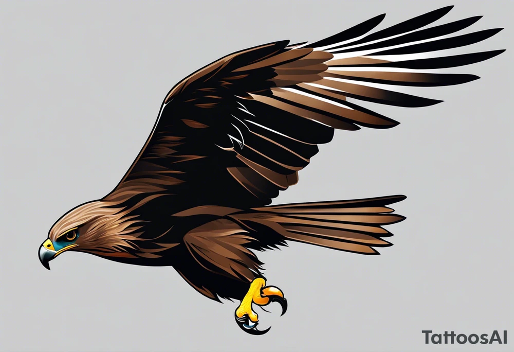 I want a tattoo for my daughter, her name is Daya which means black kite. I also love natur and I'm a climate change activist. Make the black kite soft, little more child like. For small tattoo. Lass details. Add climate element's. Colorfull and happy tattoo idea
