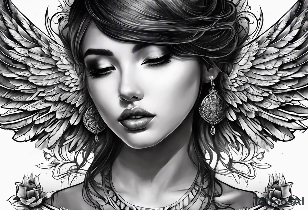 "one day, i am going to grow wings" in writing, with wings on either side tattoo idea