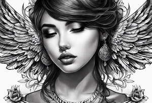 "one day, i am going to grow wings" in writing, with wings on either side tattoo idea