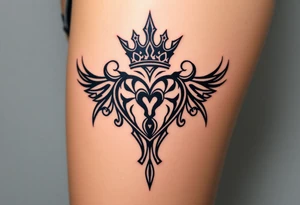 Powerful, crown, queen, broken heart tattoo idea