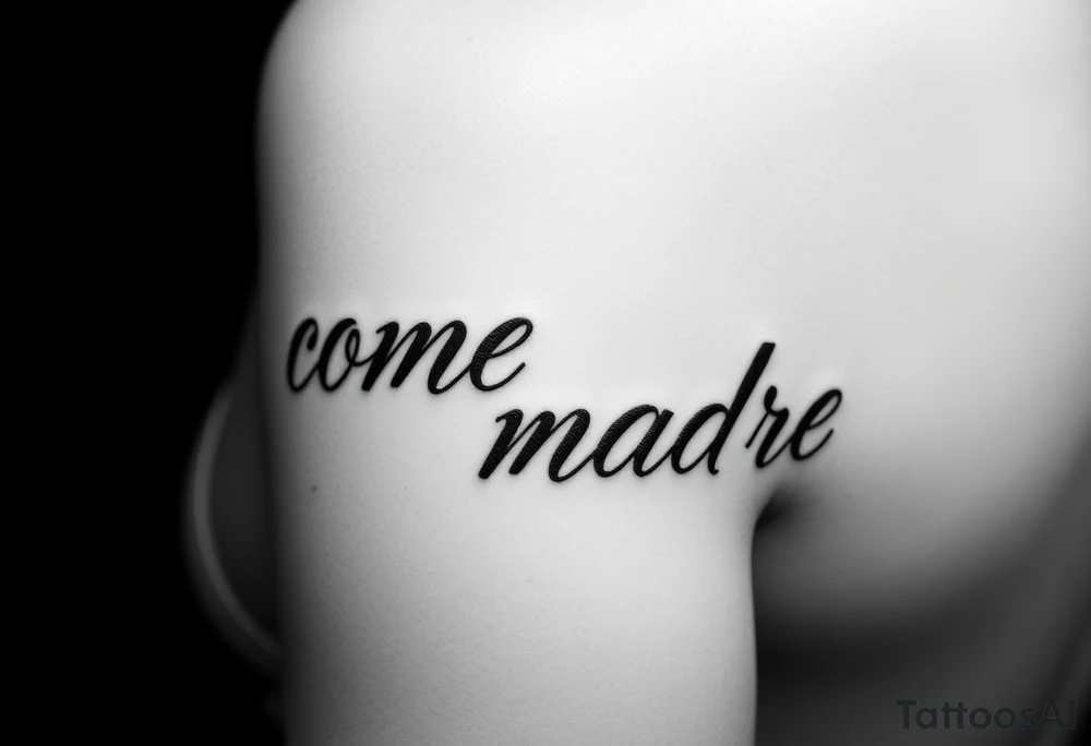i want the phrase “ come madre” in script writing on a female on the inside of her left arm ontop of her arm crease going across tattoo idea