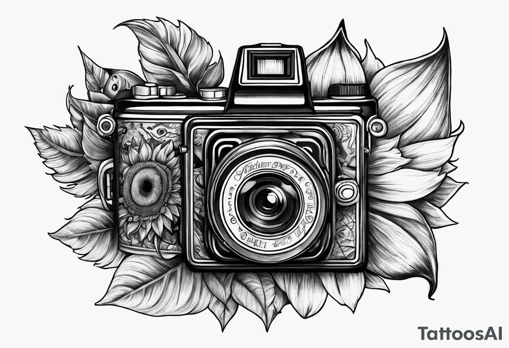 sunflower, camera, fish, tattoo idea