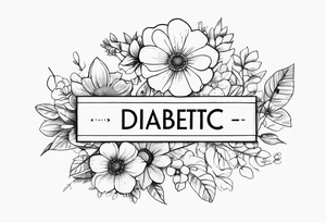 A forearm tattoo with the text “type 1 diabetic” and flowers around the text. tattoo idea