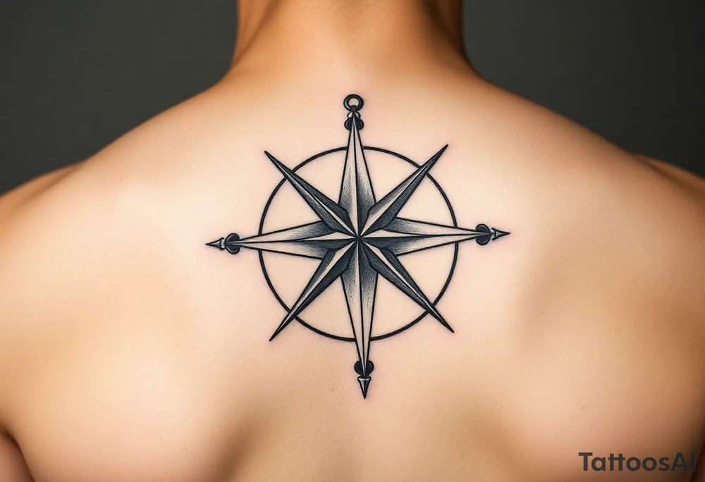 Nautical star at a compass with the only direction that points north other directors are broken off with things like failure yourself to seat, death, and other negative aspects of life at the end of each tattoo idea