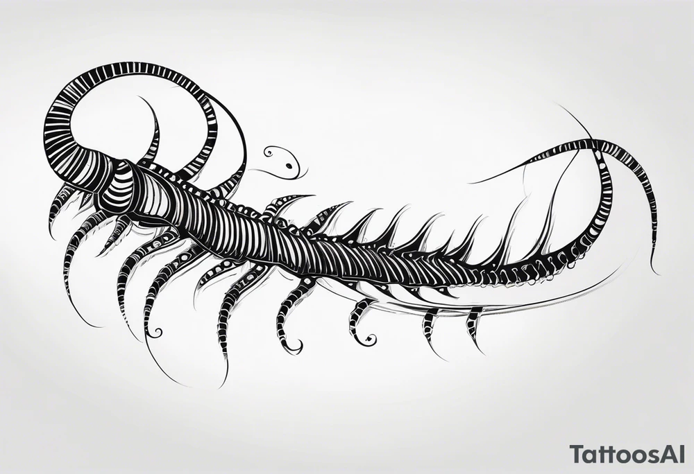 Long legs tribal centipede tattoo idea