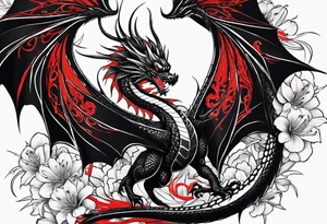 Black Dragon, 
Red Spider Lily tattoo idea