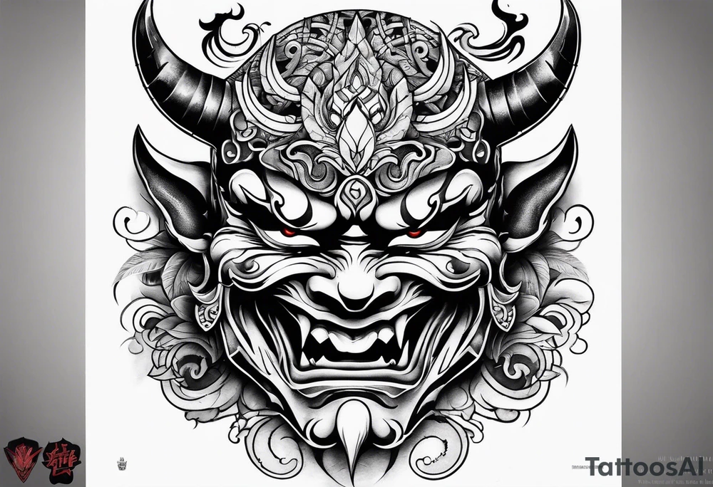 Japanese devil mask tattoo idea