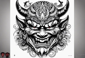 Japanese devil mask tattoo idea