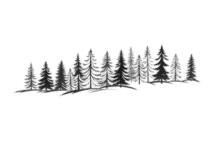 Coniferous forest trees in blackvand gray tattoo sleeve tattoo idea