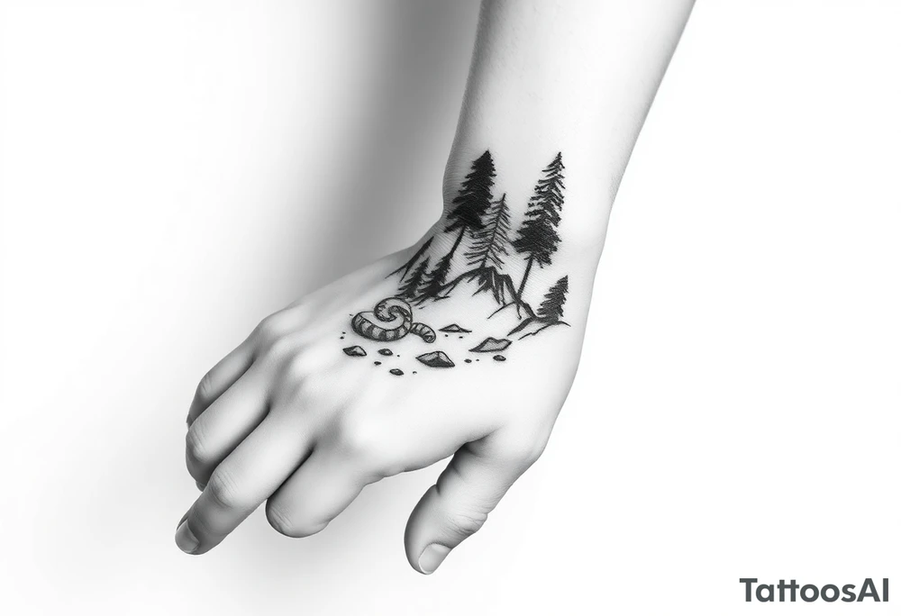 Simple large nature themed, covering the hand, going up the fingers and down the wrist. tattoo idea
