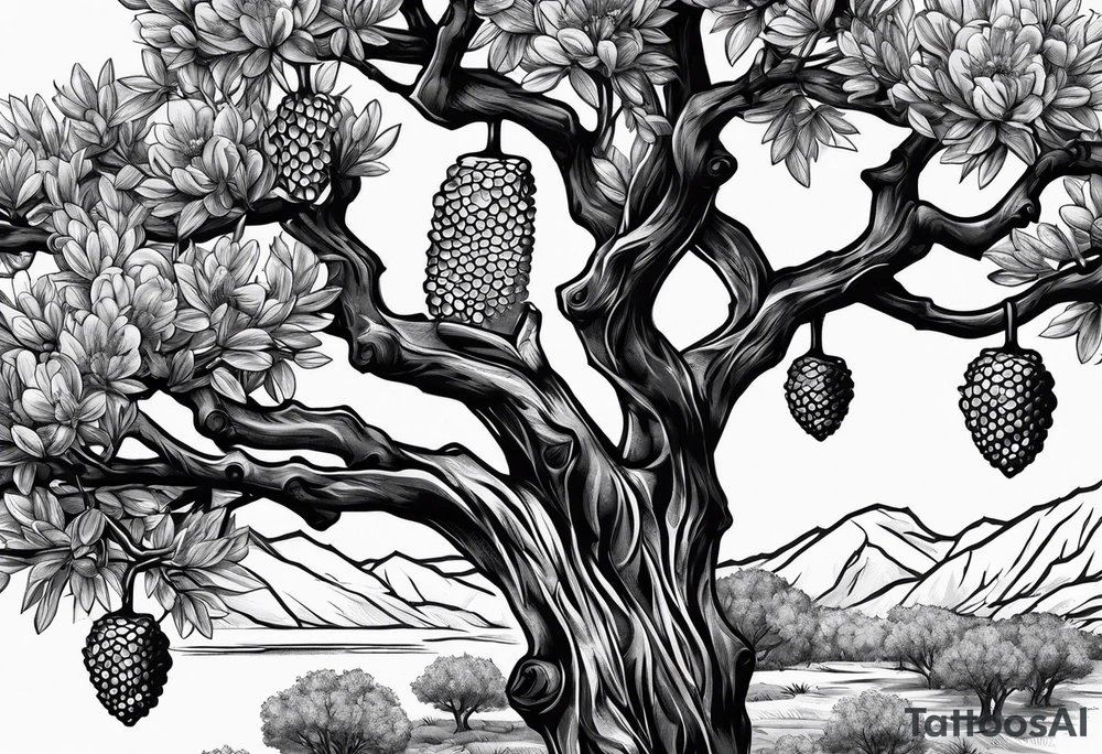 Honey comb in Russian olive tree tattoo idea
