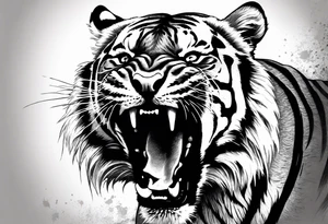 Realism, Fierce tiger roaring tattoo idea
