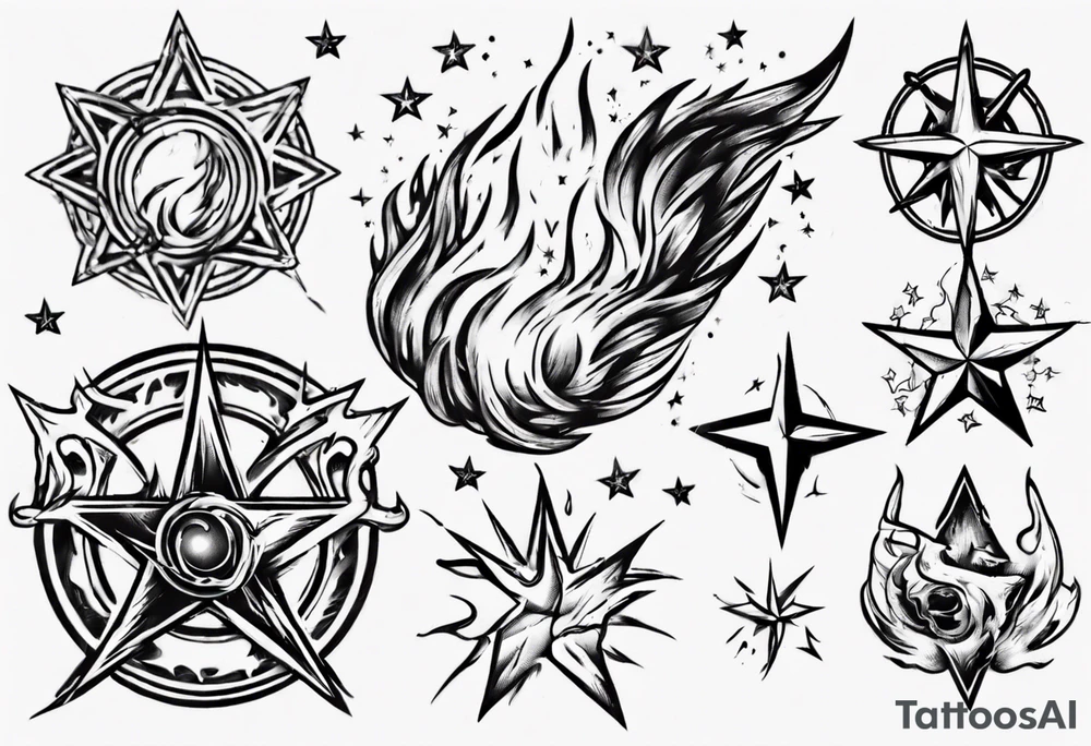 Fire and stars tattoo idea