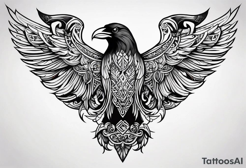 Viking crow
 in a Viking style tattoo idea