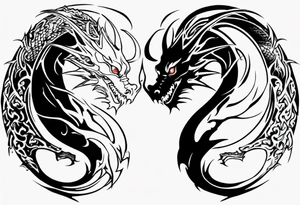 two dragons meeting to create yin yang tattoo idea