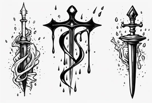 Dagger falling in a puddle tattoo idea