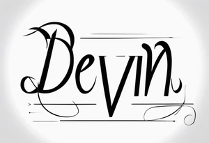 using my husbands name 'devin' can you create a thin line script tattoo tattoo idea