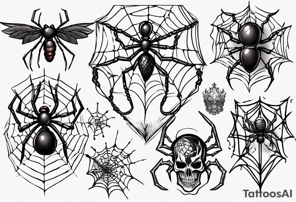 Black widow queen tangled web tattoo idea