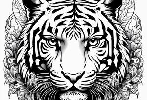 Tiger with owl eyes fighting tattoo idea