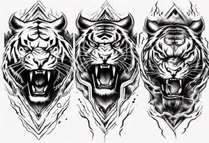 A thunder god tiger forearm tattoo, with lightning filling the area tattoo idea