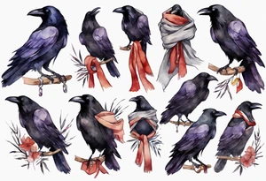 a raven wearing a scarf tattoo idea