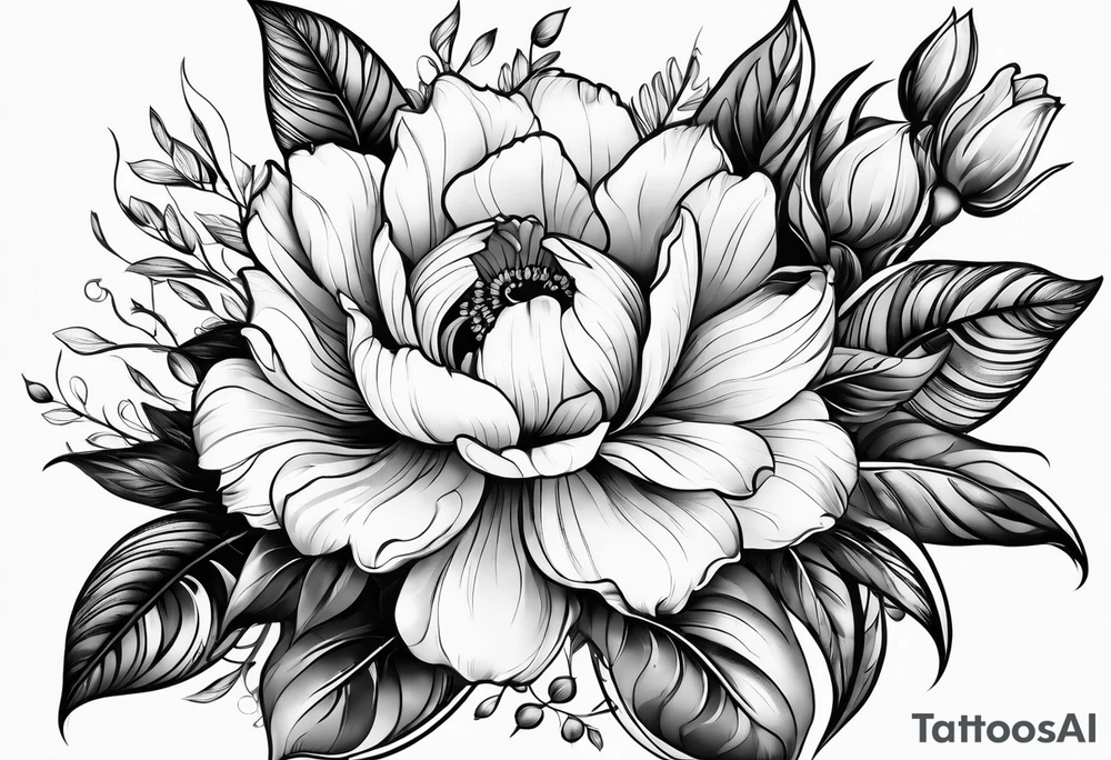 Flowers with name embedded tattoo idea
