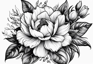 Flowers with name embedded tattoo idea