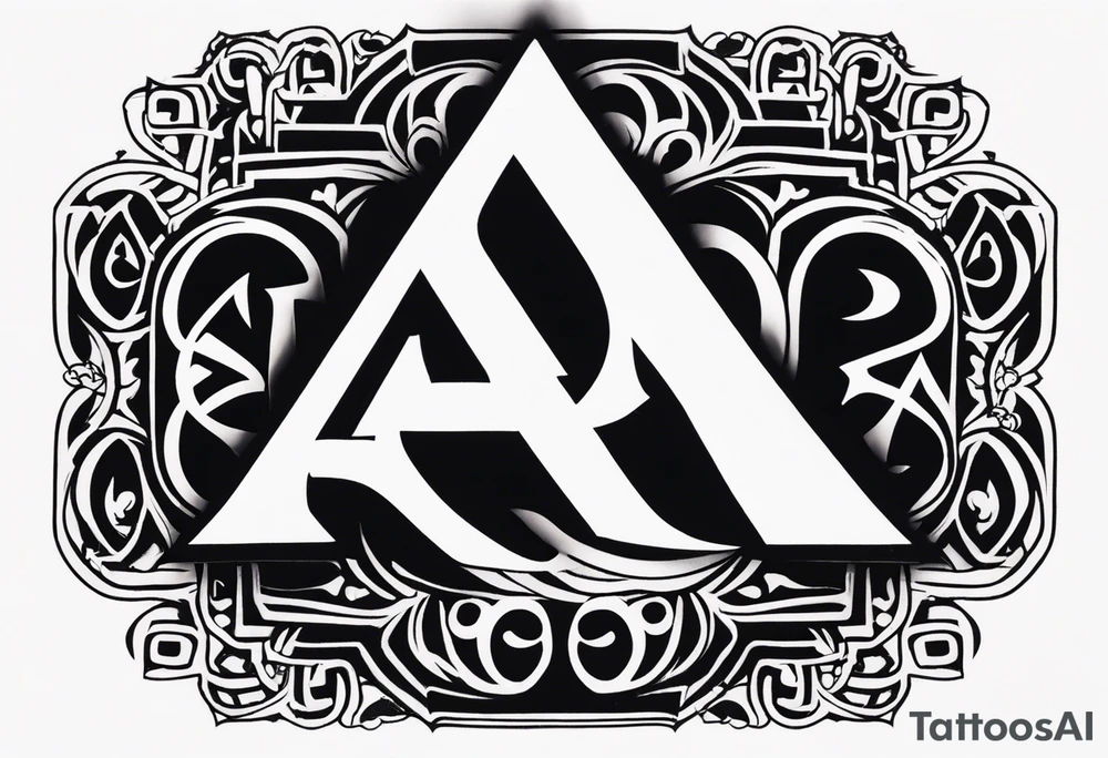 the letters A R in the middle of a ninja headband tattoo idea