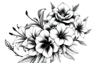 Calia Lily rose gadiolus carnation Narcissus flower sleeve on upper arm and shoulder tattoo idea