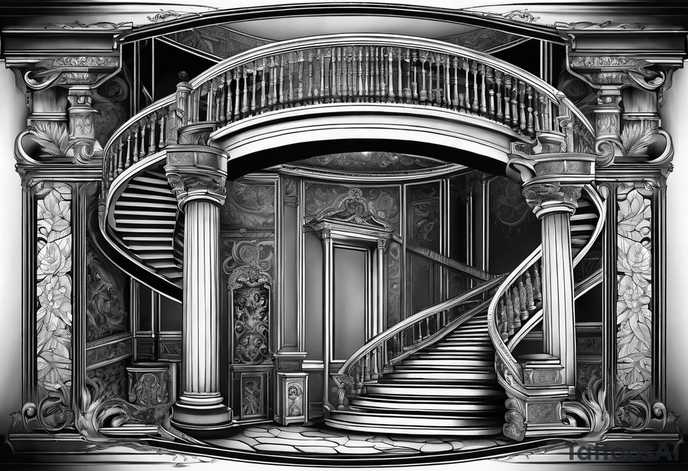 Antique spiral stair case tattoo idea