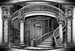 Antique spiral stair case tattoo idea