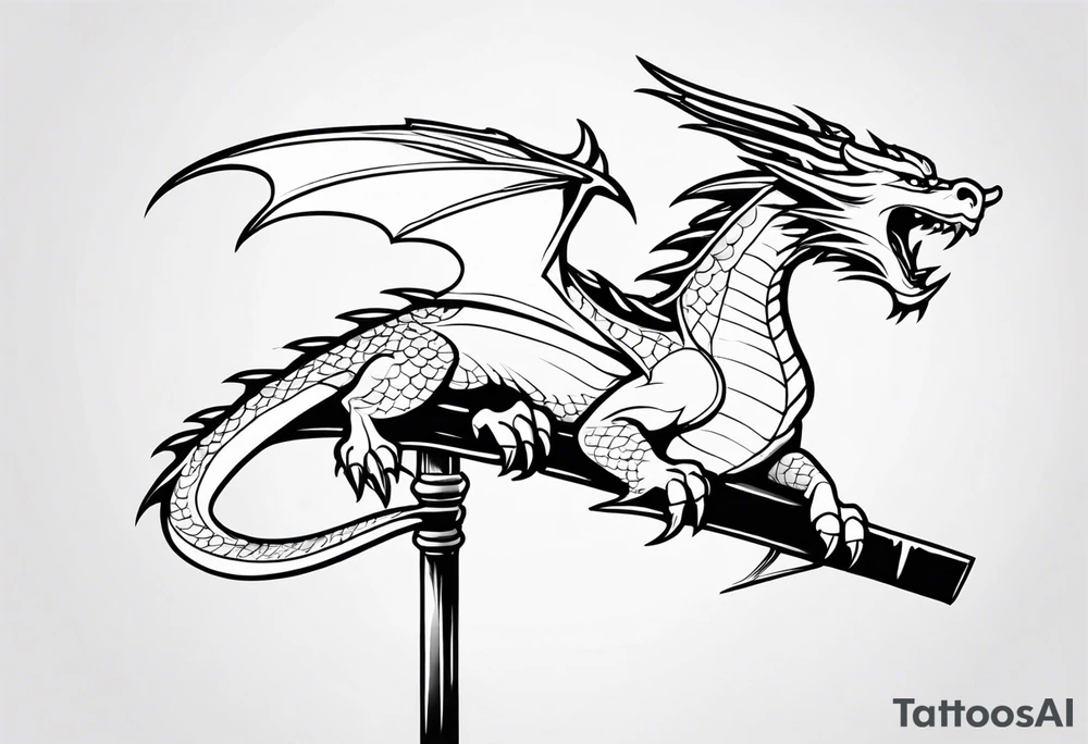 dragon perched with claws wrapped around on a pole tattoo idea dragon perched with claws wrapped around on a pole tattoo idea